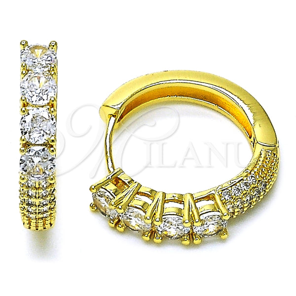 Argolla Huggie 02.210.0854.25 Oro Laminado, con Blanca Zirconia Cubica and Blanca Micro Pave, Pulido, Tono Dorado