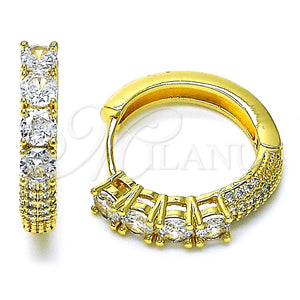 Argolla Huggie 02.210.0854.25 Oro Laminado, con Blanca Zirconia Cubica and Blanca Micro Pave, Pulido, Tono Dorado