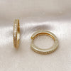 Argolla Huggie 02.210.0855.24 Oro Laminado, con Blanca Micro Pave, Pulido, Tono Dorado