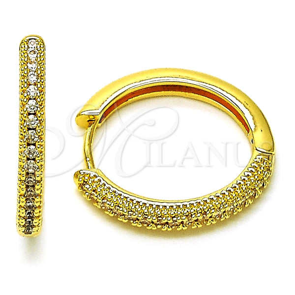 Argolla Huggie 02.210.0857.23 Oro Laminado, con Blanca Zirconia Cubica, Pulido, Tono Dorado