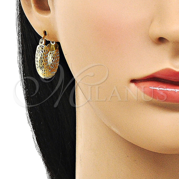 Argolla Pequeña 02.163.0262.25 Oro Laminado, Diseño de Hueco y File, Pulido, Tono Dorado