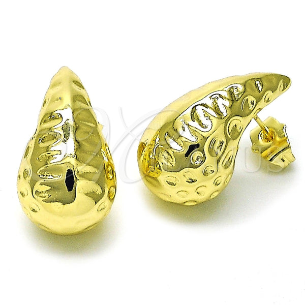 Arete Dormilona 02.260.0023 Oro Laminado, Diseño de Gota, Pulido, Tono Dorado