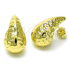 Arete Dormilona 02.260.0023 Oro Laminado, Diseño de Gota, Pulido, Tono Dorado