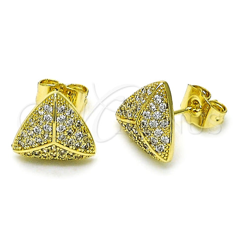 Arete Dormilona 02.260.0026 Oro Laminado, con Blanca Micro Pave, Pulido, Tono Dorado