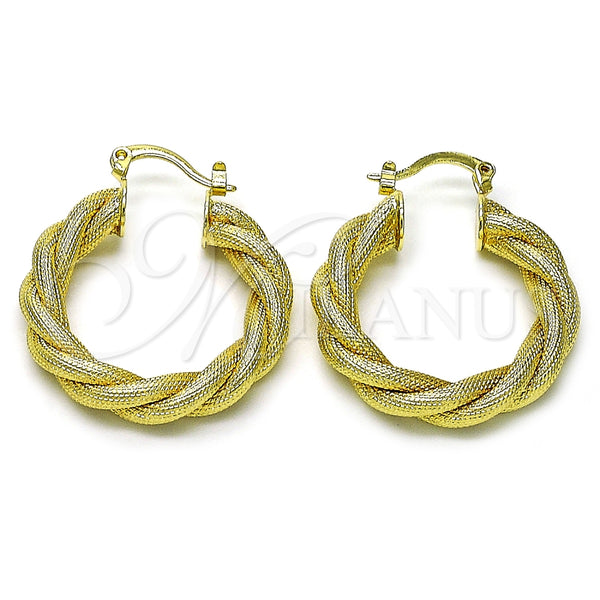 Argolla Mediana 02.260.0028.30 Oro Laminado, Diseño de Torcido, Mate, Tono Dorado