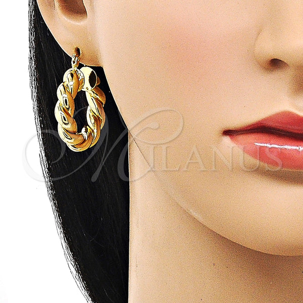 Argolla Mediana 02.260.0029.30 Oro Laminado, Diseño de Torcido, Pulido, Tono Dorado