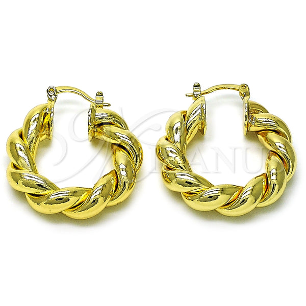 Argolla Mediana 02.260.0029.30 Oro Laminado, Diseño de Torcido, Pulido, Tono Dorado
