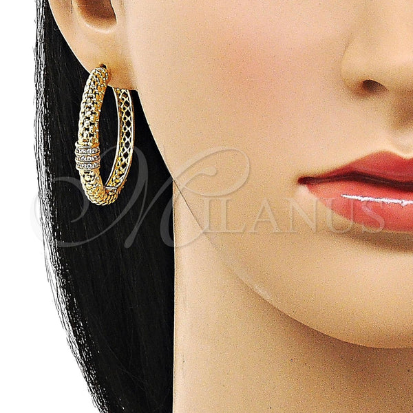 Argolla Huggie 02.204.0004.35 Oro Laminado, con Blanca Zirconia Cubica, Pulido, Tono Dorado