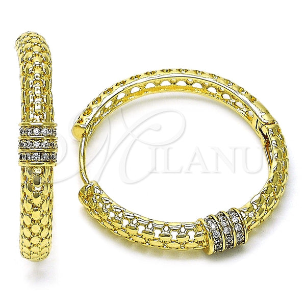 Argolla Huggie 02.204.0004.35 Oro Laminado, con Blanca Zirconia Cubica, Pulido, Tono Dorado