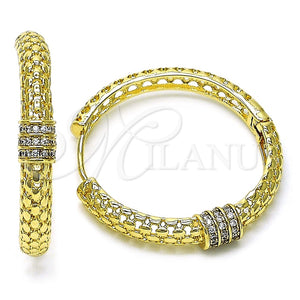 Argolla Huggie 02.204.0004.35 Oro Laminado, con Blanca Zirconia Cubica, Pulido, Tono Dorado