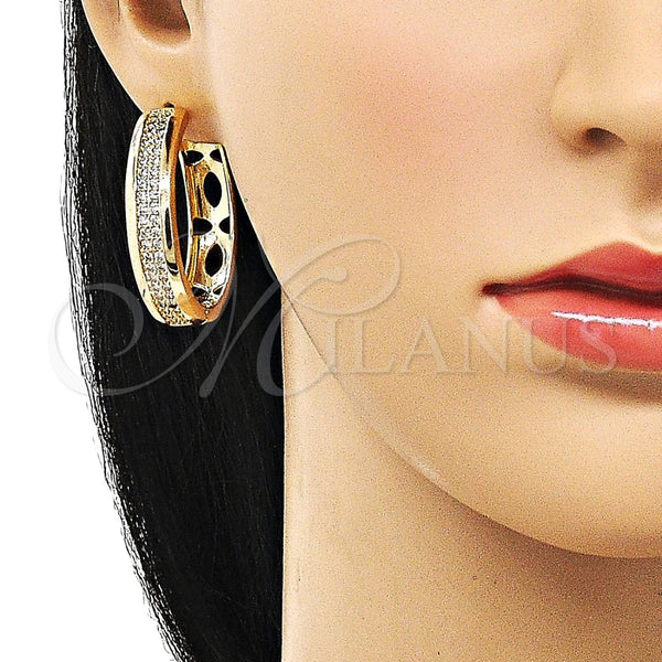 Argolla Huggie 02.204.0008.35 Oro Laminado, con Blanca Zirconia Cubica, Pulido, Tono Dorado
