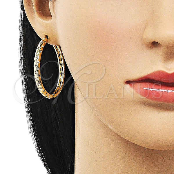 Argolla Huggie 02.204.0009.40 Oro Laminado, con Blanca Zirconia Cubica, Pulido, Tono Dorado