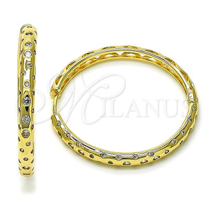 Argolla Huggie 02.204.0009.40 Oro Laminado, con Blanca Zirconia Cubica, Pulido, Tono Dorado