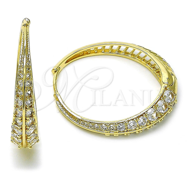 Argolla Huggie 02.204.0011.40 Oro Laminado, con Blanca Cristal, Pulido, Tono Dorado