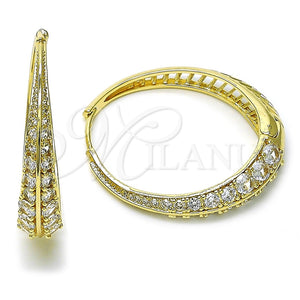 Argolla Huggie 02.204.0011.40 Oro Laminado, con Blanca Cristal, Pulido, Tono Dorado