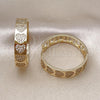 Argolla Huggie 02.204.0014.35 Oro Laminado, Diseño de Corazón, con Blanca Micro Pave, Pulido, Tono Dorado
