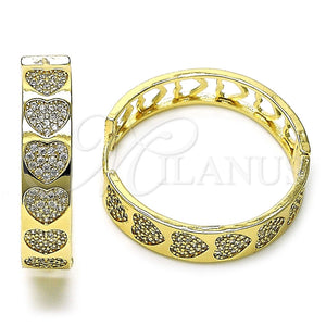 Argolla Huggie 02.204.0014.35 Oro Laminado, Diseño de Corazón, con Blanca Micro Pave, Pulido, Tono Dorado