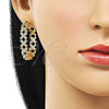Argolla Huggie 02.204.0016.35 Oro Laminado, con Blanca Micro Pave, Pulido, Tono Dorado