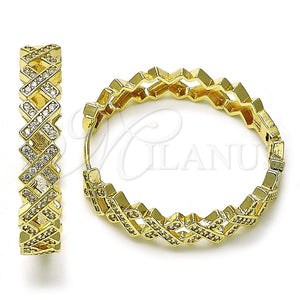 Argolla Huggie 02.204.0016.35 Oro Laminado, con Blanca Micro Pave, Pulido, Tono Dorado