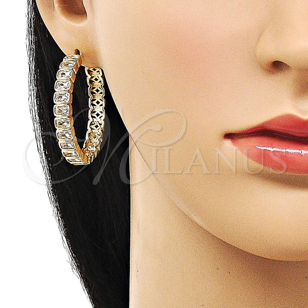 Argolla Huggie 02.204.0017.40 Oro Laminado, con Blanca Zirconia Cubica, Pulido, Tono Dorado