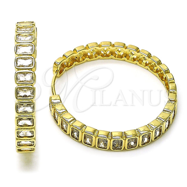 Argolla Huggie 02.204.0017.40 Oro Laminado, con Blanca Zirconia Cubica, Pulido, Tono Dorado