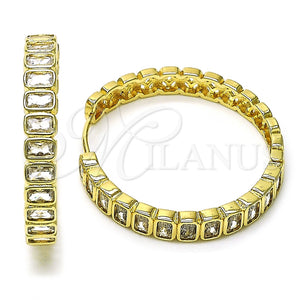 Argolla Huggie 02.204.0017.40 Oro Laminado, con Blanca Zirconia Cubica, Pulido, Tono Dorado