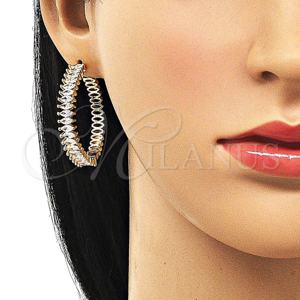 Argolla Huggie 02.204.0018.38 Oro Laminado, con Blanca Zirconia Cubica, Pulido, Tono Dorado