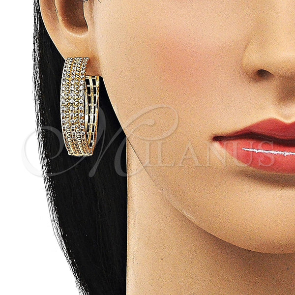 Argolla Huggie 02.204.0021.35 Oro Laminado, con Blanca Zirconia Cubica, Pulido, Tono Dorado