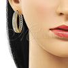 Argolla Huggie 02.204.0022.35 Oro Laminado, Diseño de Torcido, con Blanca Micro Pave, Pulido, Tono Dorado
