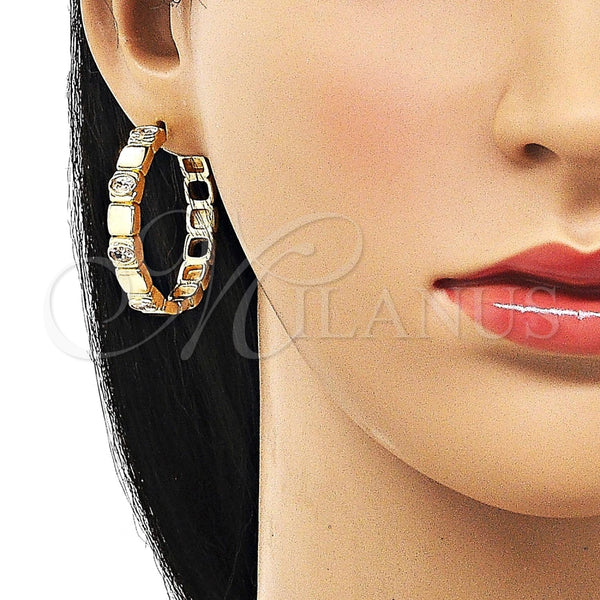 Argolla Huggie 02.204.0023.35 Oro Laminado, con Blanca Zirconia Cubica, Pulido, Tono Dorado
