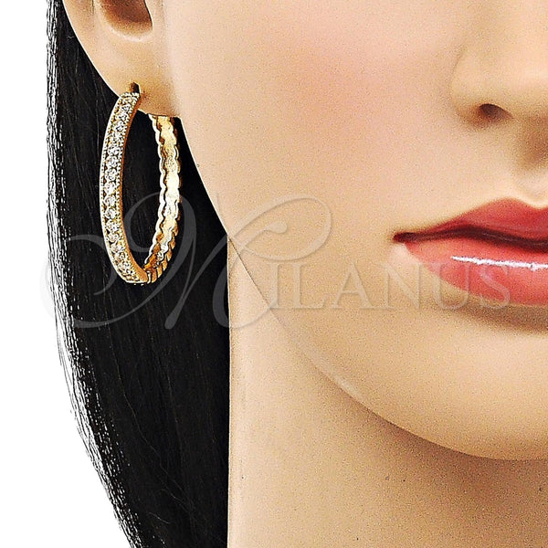 Argolla Huggie 02.204.0024.38 Oro Laminado, con Blanca Zirconia Cubica, Pulido, Tono Dorado