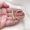 Argolla Huggie 02.204.0024.38 Oro Laminado, con Blanca Zirconia Cubica, Pulido, Tono Dorado