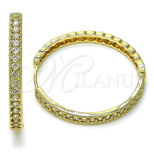Argolla Huggie 02.204.0024.38 Oro Laminado, con Blanca Zirconia Cubica, Pulido, Tono Dorado