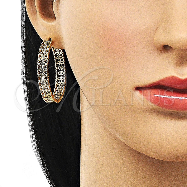 Argolla Huggie 02.204.0025.38 Oro Laminado, Diseño de Corazón, con Blanca Micro Pave, Pulido, Tono Dorado