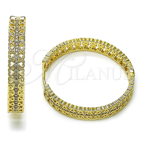 Argolla Huggie 02.204.0025.38 Oro Laminado, Diseño de Corazón, con Blanca Micro Pave, Pulido, Tono Dorado