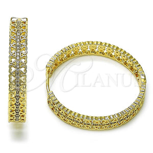 Argolla Huggie 02.204.0025.38 Oro Laminado, Diseño de Corazón, con Blanca Micro Pave, Pulido, Tono Dorado