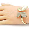 Aro Individual 07.341.0063 Oro Laminado, Diseño de Oja, con Blanca Zirconia Cubica, Pulido, Tono Dorado (06 MM Thickness, One size fits all)