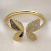 Aro Individual 07.341.0063 Oro Laminado, Diseño de Oja, con Blanca Zirconia Cubica, Pulido, Tono Dorado (06 MM Thickness, One size fits all)