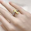 Anillo Multi Piedra 01.341.0153 Oro Laminado, Diseño de Cruz, con Blanca Zirconia Cubica, Pulido, Dos Tonos (One size fits all)