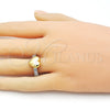 Anillo Multi Piedra 01.341.0154 Oro Laminado, Diseño de Corazón, con Blanca Zirconia Cubica, Pulido, Dos Tonos (One size fits all)