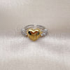 Anillo Multi Piedra 01.341.0154 Oro Laminado, Diseño de Corazón, con Blanca Zirconia Cubica, Pulido, Dos Tonos (One size fits all)