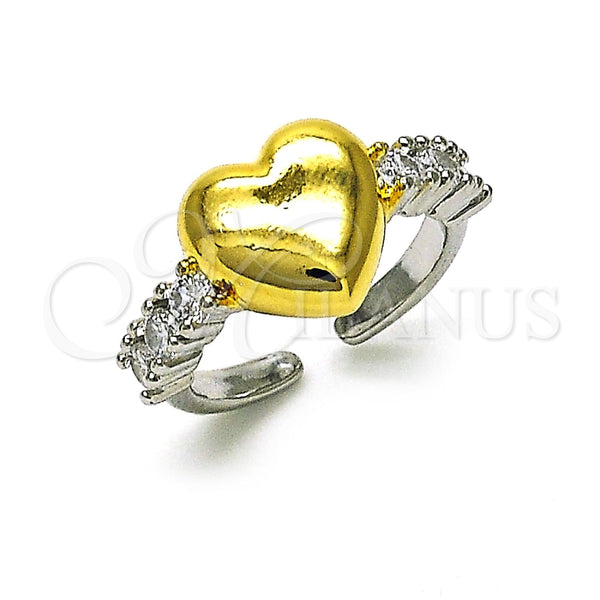 Anillo Multi Piedra 01.341.0154 Oro Laminado, Diseño de Corazón, con Blanca Zirconia Cubica, Pulido, Dos Tonos (One size fits all)