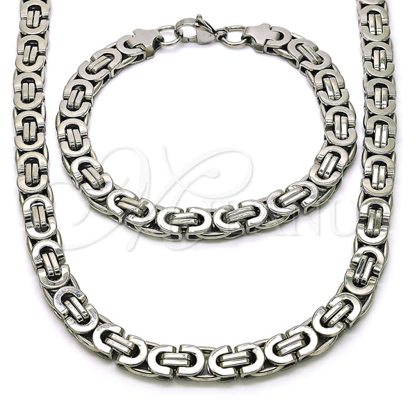 Collar y Pulsera 06.116.0057.1.22 Acero Inoxidable, Pulido, Tono Plateado