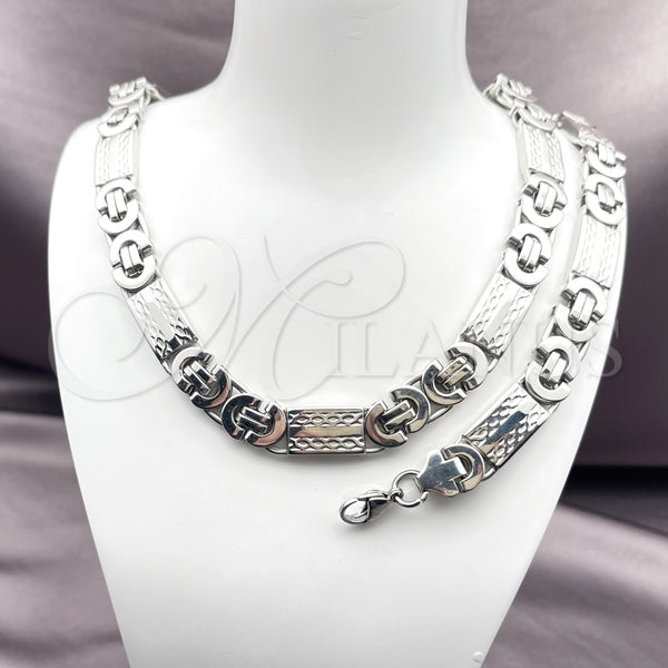 Collar y Pulsera 06.363.0032.1.22 Acero Inoxidable, Diseño de Infinito, Pulido, Tono Plateado