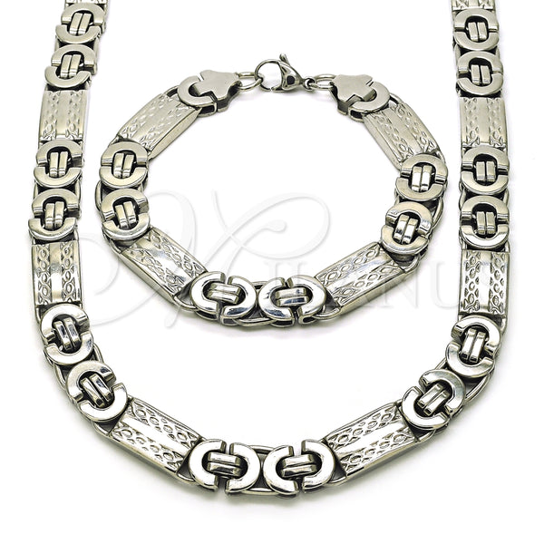 Collar y Pulsera 06.363.0032.1.22 Acero Inoxidable, Diseño de Infinito, Pulido, Tono Plateado