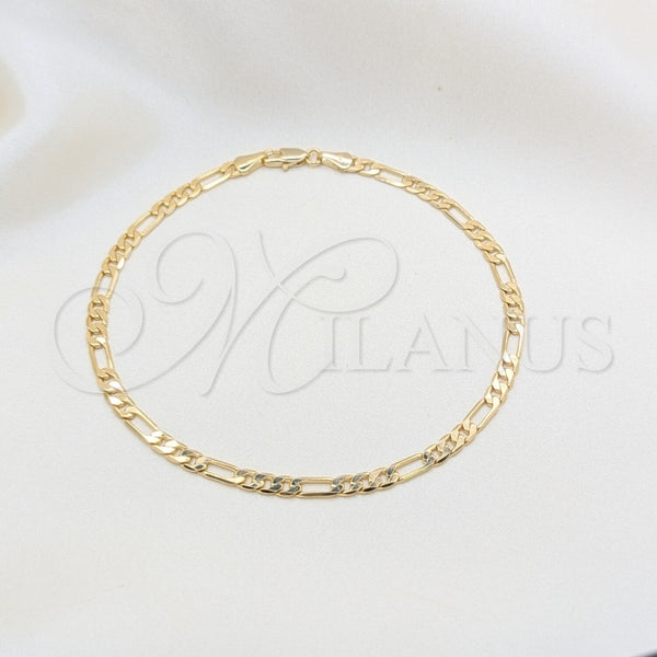 Tobillera Básica 03.419.0002.10 Oro Laminado, Pulido, Tono Dorado (Grosor 04 MM, 10 Pulgadas de Largo)