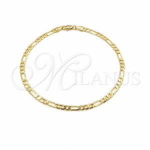 Tobillera Básica 03.419.0002.10 Oro Laminado, Pulido, Tono Dorado (Grosor 04 MM, 10 Pulgadas de Largo)