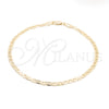 Tobillera Básica 03.419.0004.10 Oro Laminado, Pulido, Tono Dorado (Grosor 04 MM, 10 Pulgadas de Largo)