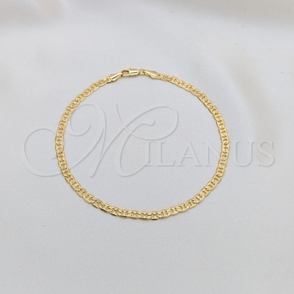Tobillera Básica 03.419.0007.10 Oro Laminado, Diamantado, Tono Dorado (04 MM Thickness, 10 Inches Length)
