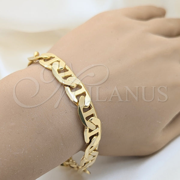 Pulsera Básica 03.419.0008.09 Oro Laminado, Diseño de Mariner, Pulido, Tono Dorado (13 MM Thickness, 9 Inches Length)
